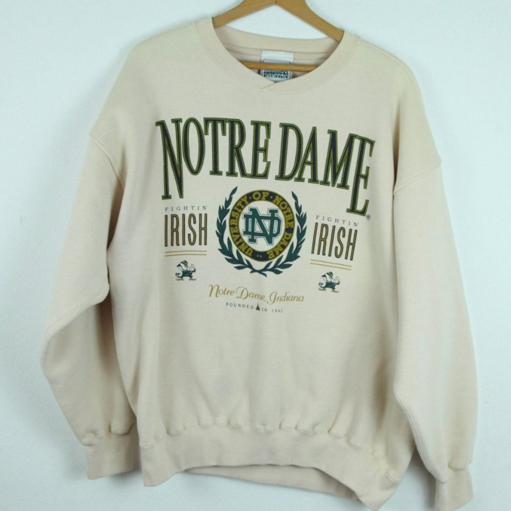 Vintage 90s Notre Dame cream crewneck